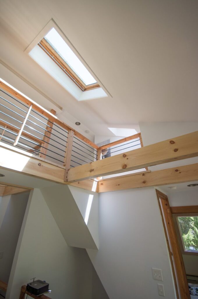 Detail shot of skylights and millwork.